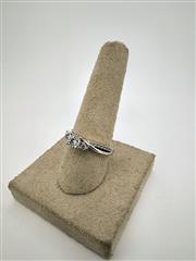 Lady's Diamond Solitaire Ring 17 Diamonds .53 Carat T.W. 14K White Gold 3.95g